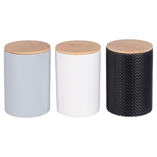 Villa DEste  Σετ 3 βάζα 750 ml από γρανίτη με καπάκι από μπαμπού Ci...