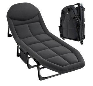 Πτυσσόμενο Κρεβάτι Camping με Στρώμα 200 x 65 x 30 cm Γκρι 25380 Tr...