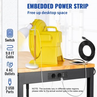 VEVOR  Ρυθμιζόμενος Πάγκος Εργασίας 61x20 με Πρίζα SMKDJGZTBDLZMOAL4V2