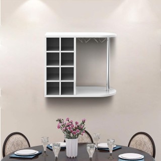 BAKAJI  Ράφι Μπαρ Κάβα Κρασιού Τοίχος Ξύλο Κελάρι 8 Θέσεις + Θήκη Π...