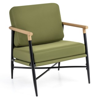 Costway Πολυθρόνα lounge με μπράτσα, αφαιρούμενο μαξιλάρι πλάτης κα...