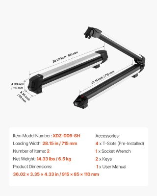 VEVOR Σχάρα Οροφής Για Σκι & Snowboard (6 Σκι ή 4 Snowboards), Αλου... VEVOR Σχάρα Οροφής Για Σκι & Snowboard (6 Σκι ή 4 Snowboards), Αλου...