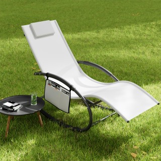 BAKAJI Καρέκλα Κήπου Βαρύτητας Μηδέν Λευκή από Textilene 02842304