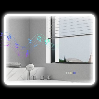 HOMCOM Καθρέφτης μπάνιου LED με Bluetooth, με διακόπτη αφής, ρυθμιζ...