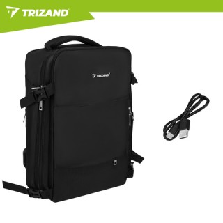 Trizand Σακίδιο Πλάτης Ταξιδιού 40 x 20 x 25 cm με USB, Μαύρο 27615 Trizand Σακίδιο Πλάτης Ταξιδιού 40 x 20 x 25 cm με USB, Μαύρο 27615