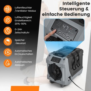 Costway Εμπορικός Αφυγραντήρας με Ενσωματωμένη Αντλία και Ψηφιακή Ο...