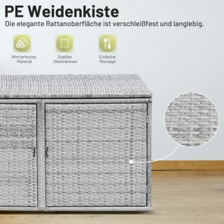 Costway  Πολυλειτουργικό Κουτί Αποθήκευσης Κήπου από Πλεκτό Ρατάν 1...