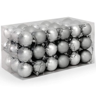 BAKAJI Σετ 54 Χριστουγεννιάτικες Μπάλες Χρώματος Ασημί Διάμετρος 6 ...