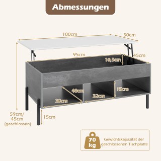 Costway Ρυθμιζόμενο τραπεζάκι σαλονιού με ανυψούμενη επιφάνεια και ...