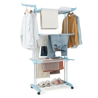 Costway Πτυσσόμενη Απλώστρα Ρούχων 3 Επιπέδων 127 x 63 x 171 cm Μπλ... Costway Πτυσσόμενη Απλώστρα Ρούχων 3 Επιπέδων 127 x 63 x 171 cm Μπλ...