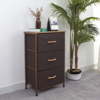 BAKAJI Καφέ Ξύλινη Συρταριέρα με 3 Ράφια Υφάσματος 75x46x30εκ 02814749 BAKAJI Καφέ Ξύλινη Συρταριέρα με 3 Ράφια Υφάσματος 75x46x30εκ 02814749