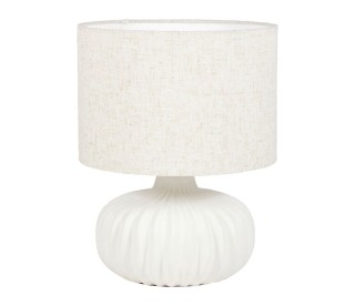 Ostaria Λάμπα Κεραμική Υφασμάτινη Julia Μπεζ Και Λευκή -36742