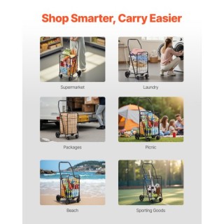 VEVOR Πτυσσόμενο Καρότσι Αγοράς, Μαύρο, Με Ροδάκια και Μέγιστο Φορτ... VEVOR Πτυσσόμενο Καρότσι Αγοράς, Μαύρο, Με Ροδάκια και Μέγιστο Φορτ...