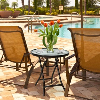 Costway Φορητό Πτυσσόμενο Τραπέζι Βεράντας με Γυάλινη Επιφάνεια και... Costway Φορητό Πτυσσόμενο Τραπέζι Βεράντας με Γυάλινη Επιφάνεια και...