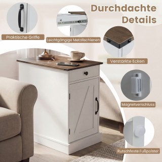 Costway Λευκός βοηθητικός τραπεζάκι με ράφι και ενσωματωμένο σταθμό...