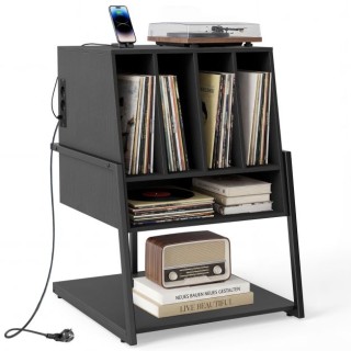 Costway Μαύρο Έπιπλο Πικάπ για Βινύλια με Ενσωματωμένο Σταθμό Φόρτι...