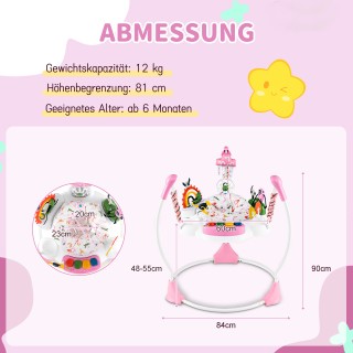 Costway Μωρουδίσιο Ροζ & Κούνιες με 6 Διαδραστικά Παιχνίδια, Φώτα &...