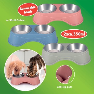 BAKAJI  Διπλό Μπολ για Κατοικίδια Μπολ από Ανοξείδωτο Ατσάλι για Σκ...