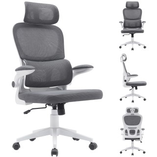 BAKAJI Καρέκλα Γραφείου Ύφασμα Αντιιδρωτικό Γκρι Λευκή Δομή Πολυθρ... BAKAJI Καρέκλα Γραφείου Ύφασμα Αντιιδρωτικό Γκρι Λευκή Δομή Πολυθρ...