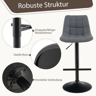 Costway Σετ 2 Περιστρεφόμενα και Ρυθμιζόμενα Μπαρ Σκαμπό Γκρι JV115... Costway Σετ 2 Περιστρεφόμενα και Ρυθμιζόμενα Μπαρ Σκαμπό Γκρι JV115...