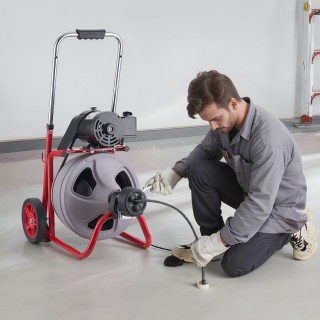 VEVOR Μηχάνημα Καθαρισμού Αποχετεύσεων 30m x 9.5mm με Αυτόματη Τροφ...