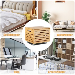 Costway Κουτί Αποθήκευσης Αρχείων από Μπαμπού με 4 Ρόδες και Καπάκι...