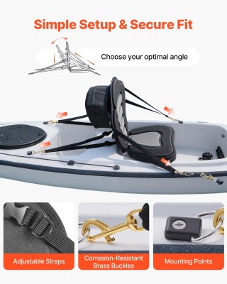 VEVOR Καθισμα Καγιάκ 65mm, Παγκόσμιο Καθίσμα SUP με Πλάτη, Μαξιλάρι...