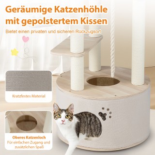 Costway Πύργος αναρρίχησης γάτας 141 cm x 55 cm x 55 cm  με ξύλινο ...