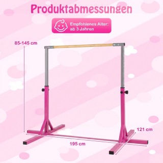 Costway Οριζόντια Μπάρα Γυμναστικής με 12 Επιλογές Ρύθμισης Ύψους α...