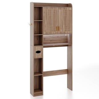 Costway Ντουλάπι Μπάνιου Γκρι με 2 Πόρτες, 6 Ανοιχτά Ράφια & Θήκη γ...