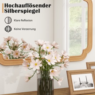 Costway  Ορθογώνιος Επιτοίχιος  Καθρέφτης με Ξύλινο Πλαίσιο 90 x 60...