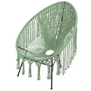 Galileo Πολυθρόνα lounge μακραμέ με πλέξη από βαμβάκι και δομή από ...