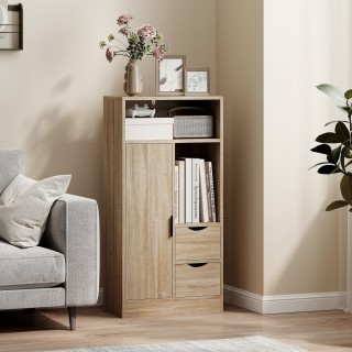 HOMCOM Συμπαγές Ξύλινο Ντουλάπι Μπάνιου με Συρτάρια και Ράφια, 50x2...