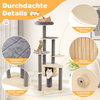 Costway Πολυώροφo Ονυχοδρόμιο Γκρι 197 cm x 68 cm x 58 cm, με Άνετη...