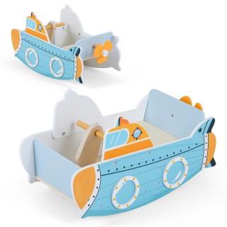 Costway Παιδικό κουνιστό καραβάκι με ναυτικό σχέδιο, περιστρεφόμενη...
