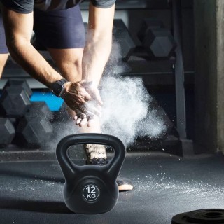 BAKAJI  Kettlebell 12Kg από PVC με τσιμέντο, αντιολισθητική λαβή, β...