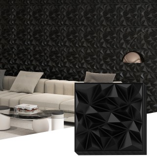 Costway Σετ 20 τμχ Αυτοκόλλητα 3D Πάνελ Τοίχου 50 x 50 εκ. Μαύρο H... Costway Σετ 20 τμχ Αυτοκόλλητα 3D Πάνελ Τοίχου 50 x 50 εκ. Μαύρο H...