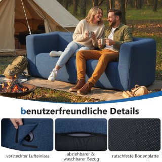 Costway Διπλός Φουσκωτός Φορητός Καναπές με Αποσπώμενο Κάλυμμα και ...