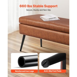 VEVOR Πολυθρόνα Αποθήκευσης με PU Δέρμα & Μεταλλικά Πόδια Καφέ PZWS...