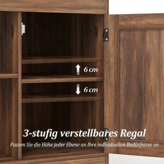 Costway Αγροικία Κομοδίνο με Σταθμό Φόρτισης και Ρυθμιζόμενο Ράφι σ...