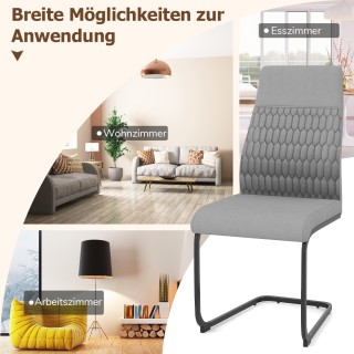 Costway Σετ 4 Μοντέρνες Γκρι Καρέκλες Τραπεζαρίας με Ψηλή Πλάτη χωρ...