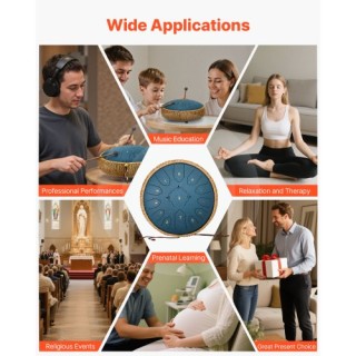 VEVOR Τύμπανο Χάλυβα 30,5cm με 13 Νότες σε Ντο Μείζονα, Σκούρο Μπλε...