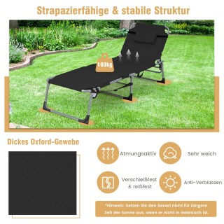 Costway Ρυθμιζόμενη Ξαπλώστρα Παραλίας με Αφαιρούμενο Μαξιλάρι και... Costway Ρυθμιζόμενη Ξαπλώστρα Παραλίας με Αφαιρούμενο Μαξιλάρι και...