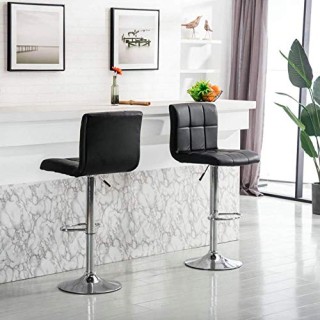 BAKAJI Σετ 2 Σκαμπό Μπαρ Κουζίνας με Μαύρο Οικολογικό Δέρμα και Υπ... BAKAJI Σετ 2 Σκαμπό Μπαρ Κουζίνας με Μαύρο Οικολογικό Δέρμα και Υπ...