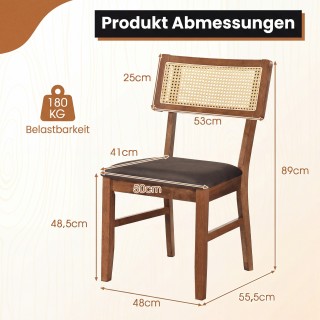 Costway Σετ 2 Καρέκλες Τραπεζαρίας με Επένδυση και Χειροποίητη Πλάτ... Costway Σετ 2 Καρέκλες Τραπεζαρίας με Επένδυση και Χειροποίητη Πλάτ...