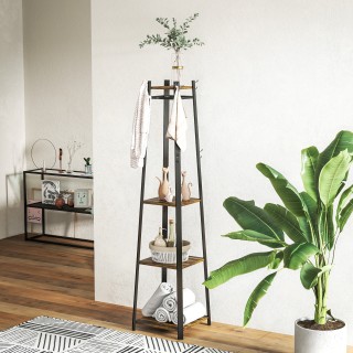 HOMCOM Καλόγερος με 8 Γάντζους, 3 Ράφια, 34x34x170 εκ, Καφέ 850-343...