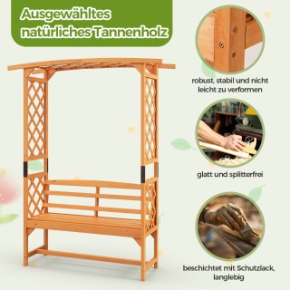 Costway  Ξύλινη Αψίδα με Πάγκο & Υποστήριξη για Αναρριχώμενα Φυτά N...