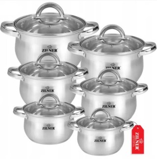Σετ Μαγειρικά Σκεύη - Κατσαρόλες 12 τεμάχια Inox ZL-8331 ZILNER Σετ Μαγειρικά Σκεύη - Κατσαρόλες 12 τεμάχια Inox ZL-8331 ZILNER