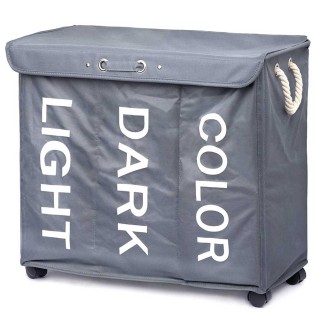 BAKAJI Καλάθι Απλύτων 3 Διαμερίσματα Πτυσσόμενο Υφασμάτινο με Ρόδε... BAKAJI Καλάθι Απλύτων 3 Διαμερίσματα Πτυσσόμενο Υφασμάτινο με Ρόδε...