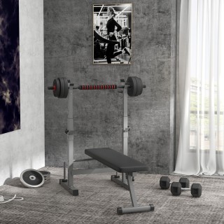 HOMCOM Πτυσσόμενο Πάγκος 8 Επιπέδων με Βάση Μπάρας, Ατσάλι & PU, 14...